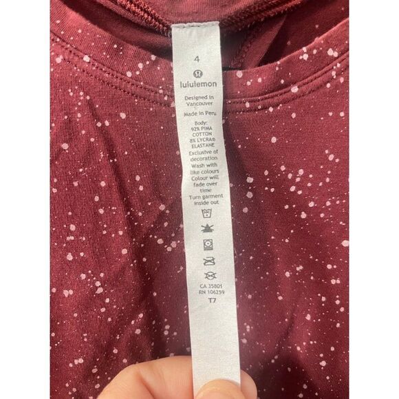Lululemon size 4 all tied up burgundy red paint splatter - Picture 3 of 4